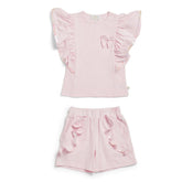Caramelo Kids Elevated Ruffle Short Set Pink